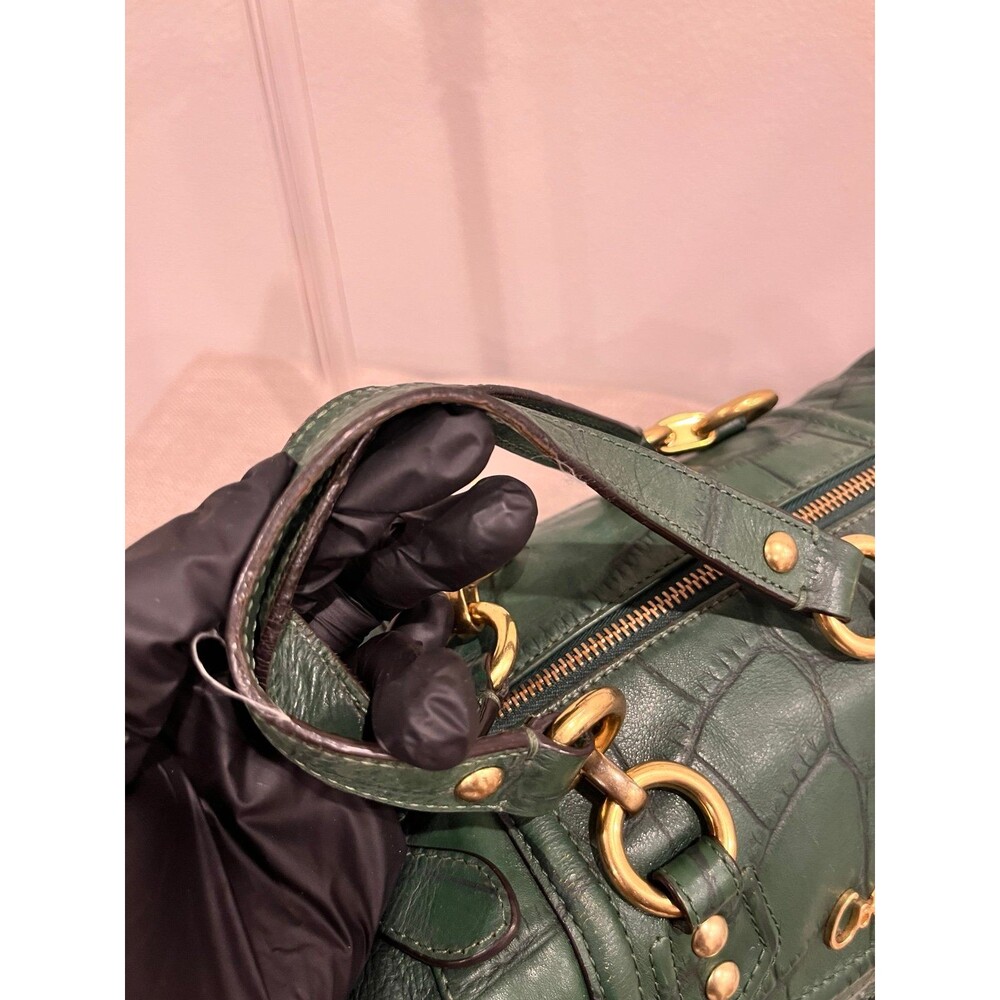 Coach Green Croc Embossed Leather Satchel Handbag - Picture 10 of 12